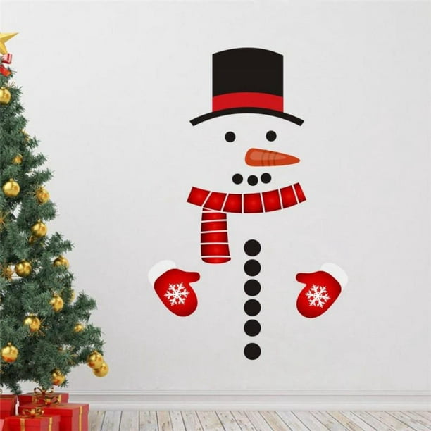 For Wall Funny Cute Snowman Home Gift PVC Christmas Decor Refrigerator Sticker